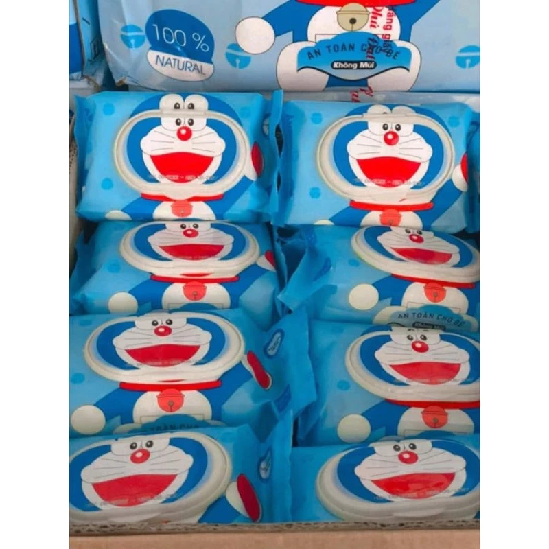 THÙNG 32 GÓI KHĂN ƯỚT PHÚ ĐẠT DOREMON SỈ