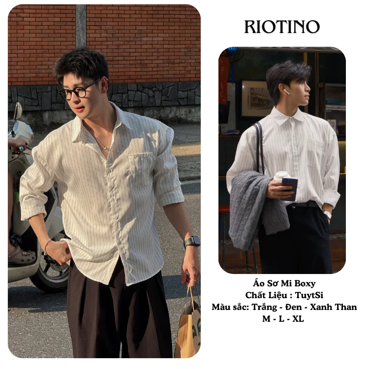Áo Sơ Mi Kẻ Sọc Tay Dài Nam Nữ Summer Vibes Local Brand RIOTINO Form Boxy SM07-1