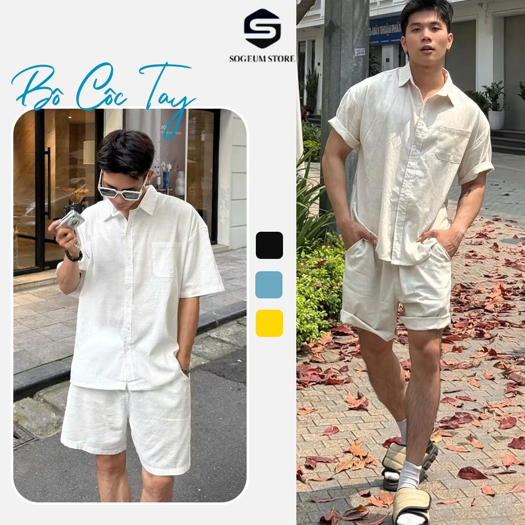 Đồ Bộ Set Quần áo Thể Thao Nam nữ mùa hè cộc tay mặc ở nhà Chất thoáng mát cao cấp không nhăn Sogeum