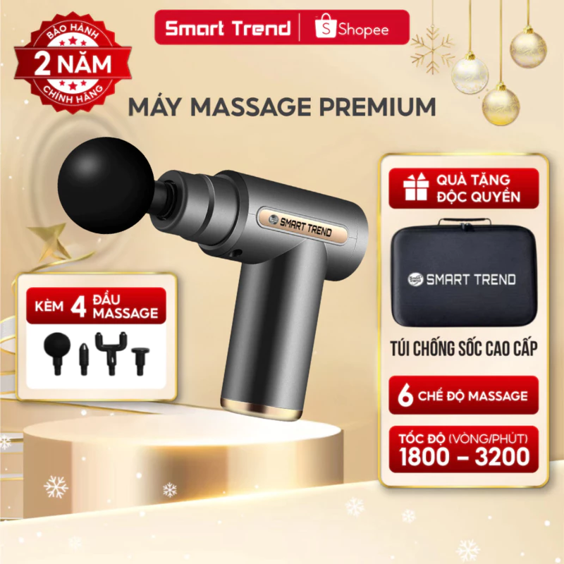 Máy massage cầm tay mini Smart Trend 4 đầu 6 chế độ mát xa cổ vai gáy giảm đau nhức cao cấp, Bảo hành chính hãng 1 năm