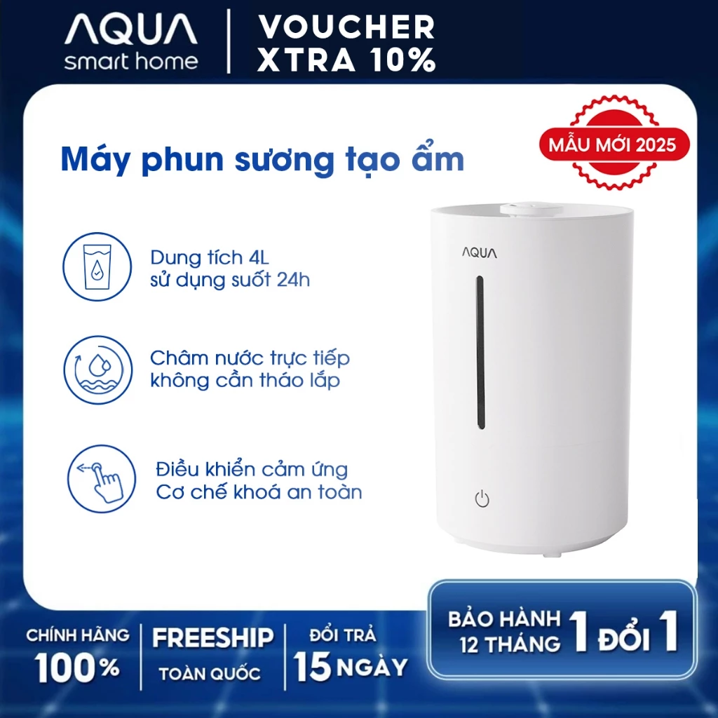 Máy phun sương tạo ẩm AQUA HUS201T 4L, phun sương cấp ẩm, điều khiển cảm ứng đơn giản