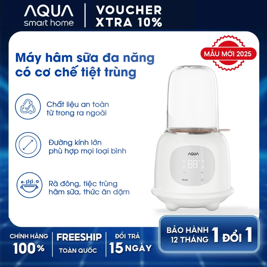 Máy hâm sữa AQUA WS21T hâm đồ ăn dặm, tiệt trùng an toàn, kiểm soát chính xác nhiệt độ