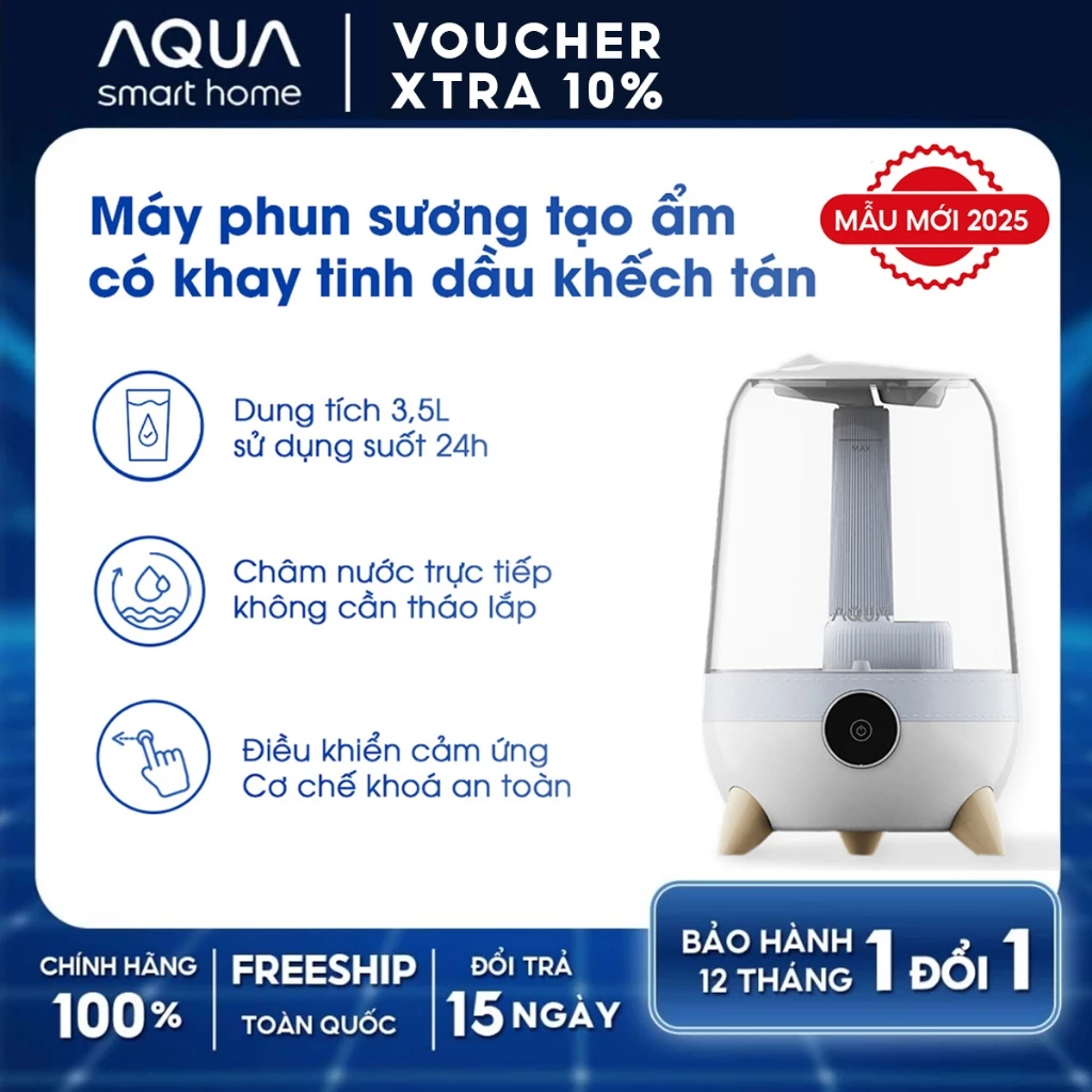 Máy phun sương tạo ẩm AQUA HUS101R 3.5L có khay khuếch tán tinh dầu, phun sương cấp ẩm