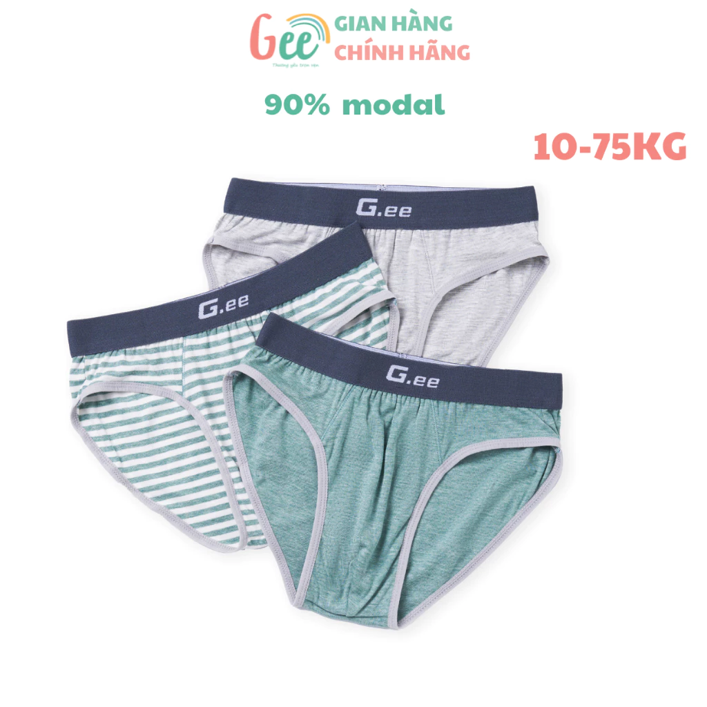 Quần sịp bé trai Gee TAM GIÁC 3 MÀU mềm mát, set 3 quần lót chéo vải sợi sồi (modal) thấm hút, kháng khuẩn, khử mùi-S9
