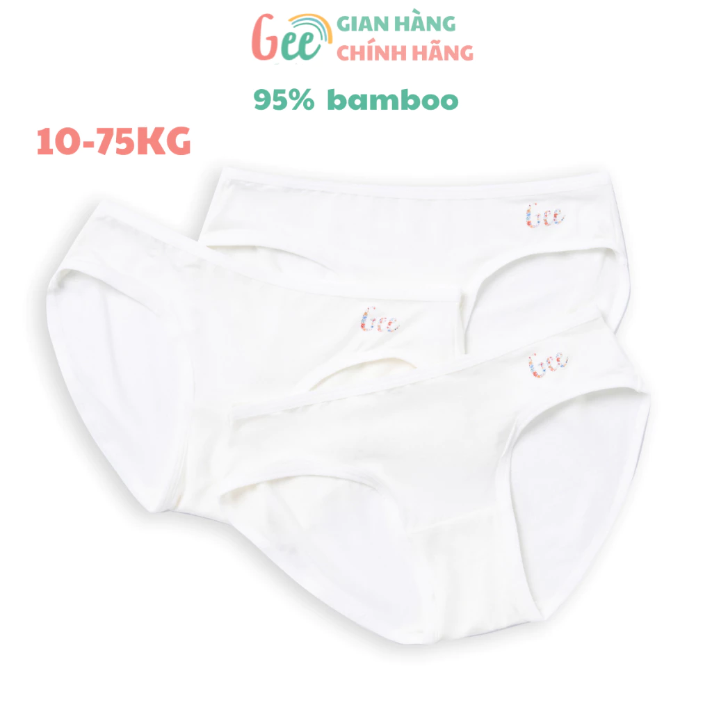 Set 3 quần lót TAM GIÁC TRẮNG mặc áo dài, vải sợi tre Gee, quần chip mềm mịn, thấm hút, co giãn, mát lạnh