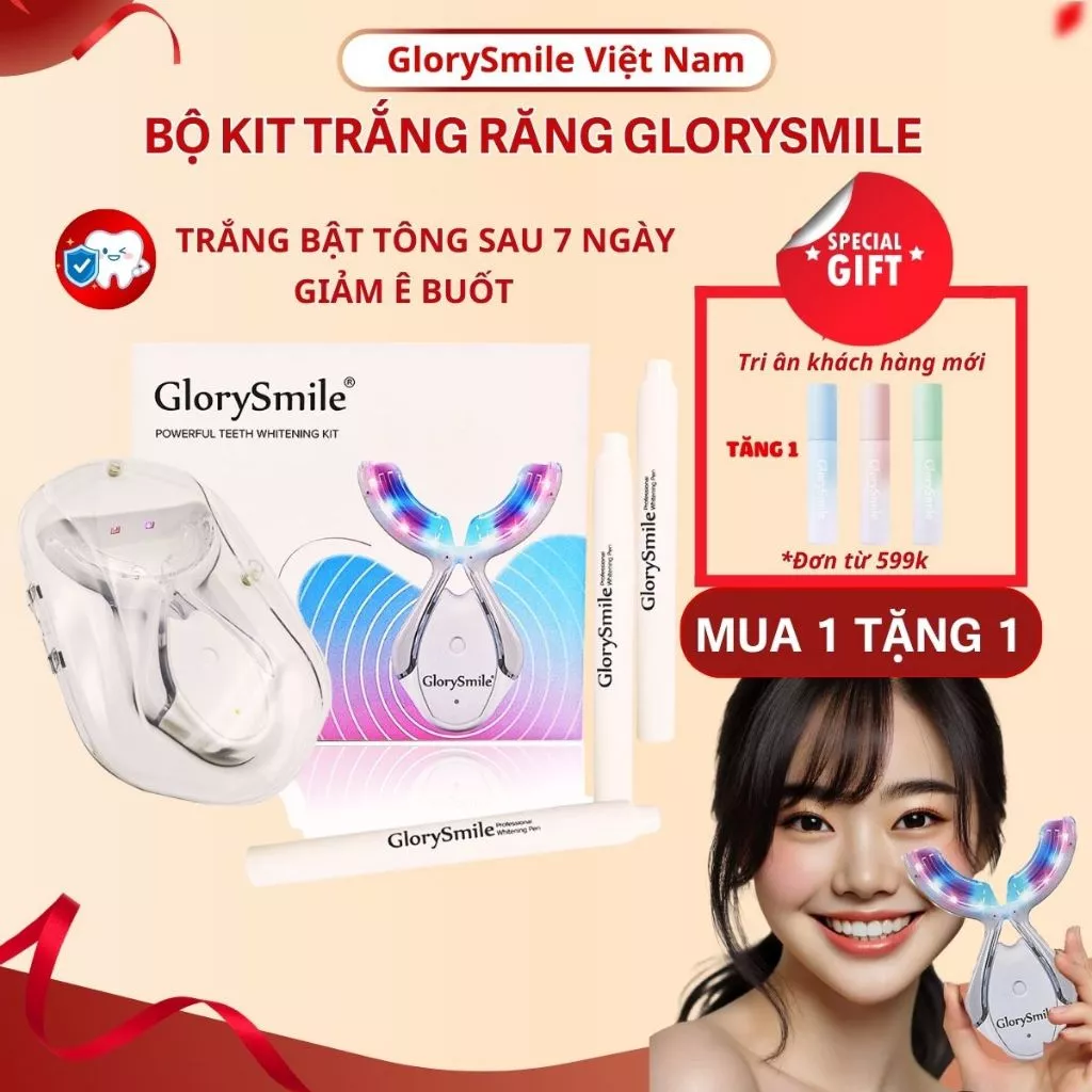 Bộ kit làm trắng răng tại nhà Glory Smile, trắng từ 3-6 tone sau 1 liệu trình, ngừa sâu răng, bảo vệ răng miệng