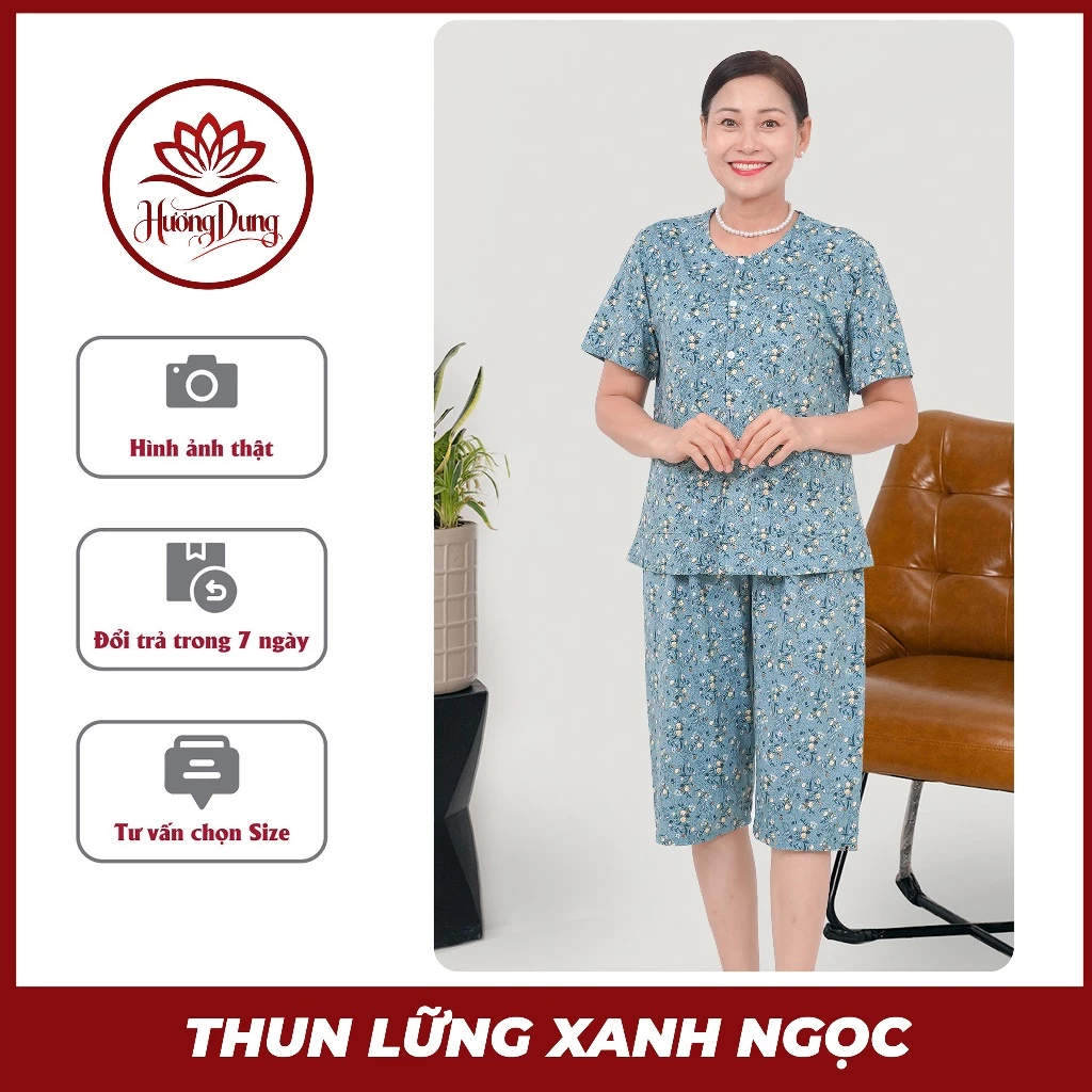 Bộ Đồ Lửng Trung Niên Thun COTTON LẠNH Hương Dung, Đồ Bộ Nữ Mặc Nhà Cho Bà, Tặng Mẹ TOP 2025