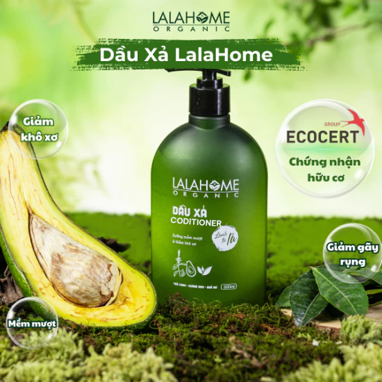 Dầu Xả Chiết xuất Trà Xanh, Hương Nhu, Quả Bơ LALAHOME ORGANIC- Dưỡng tóc mềm mượt, kiểm soát dầu