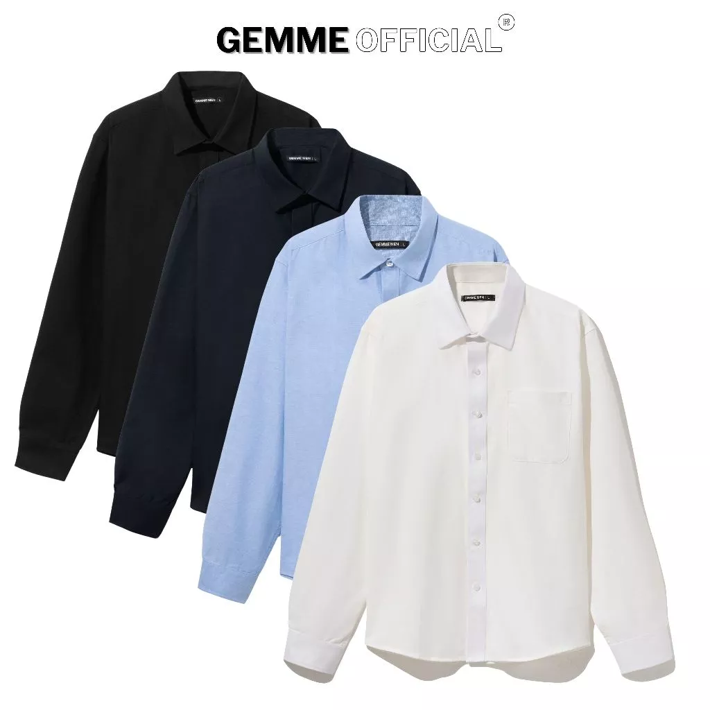 Áo sơ mi dài tay nam cotton Oxford big size GEMME MEN, trẻ trung, sang trọng, big size 55 - 150kg