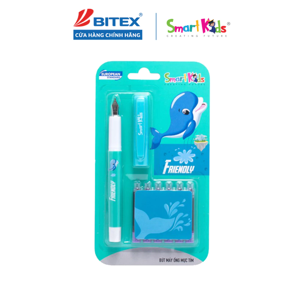 Vỉ bút máy Smartkids SK-CFP004 gồm 1 bút và 6 ống mực Dành cho học sinh cấp 1, tiện dụng, dễ sử dụng