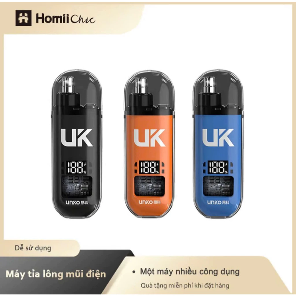 Máy tỉa lông mũi HOCO UK, cắt lông mũi nam thiết kế thời trang có màn hình kết hợp cùng mạch chống chập và nhựa abs