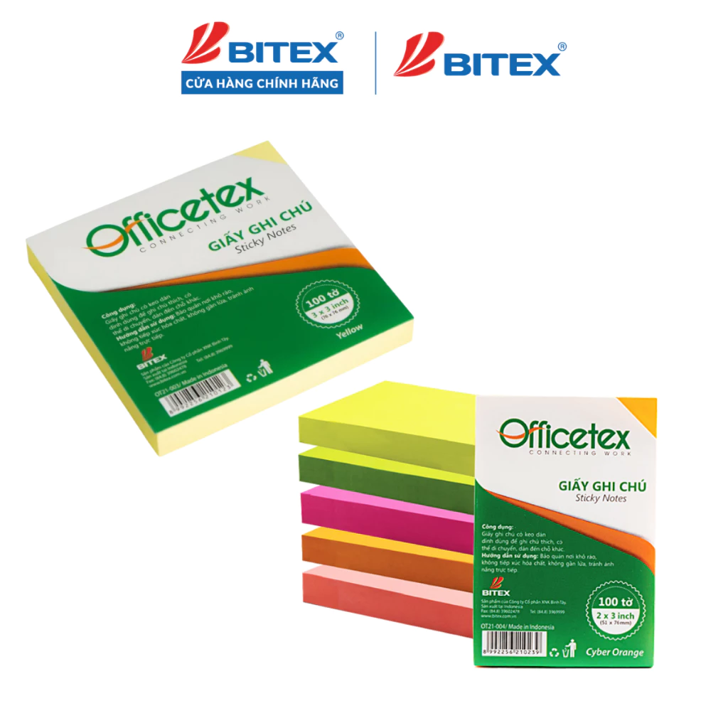 [XẢ KHO] Giấy ghi chú Officetex 3 x 3 nhiều màu