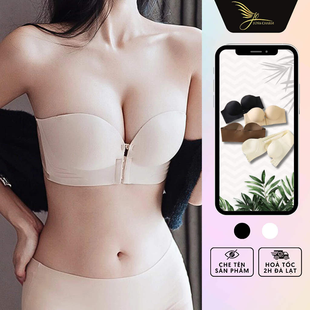 Áo Lót, Áo Ngực Không Dây Cài Trước Đệm Dày 5cm JUNA Size 34/36/38 Thời Trang Đồ Lót Dành Cho Nữ Chất Su, 4 Màu/SP946A