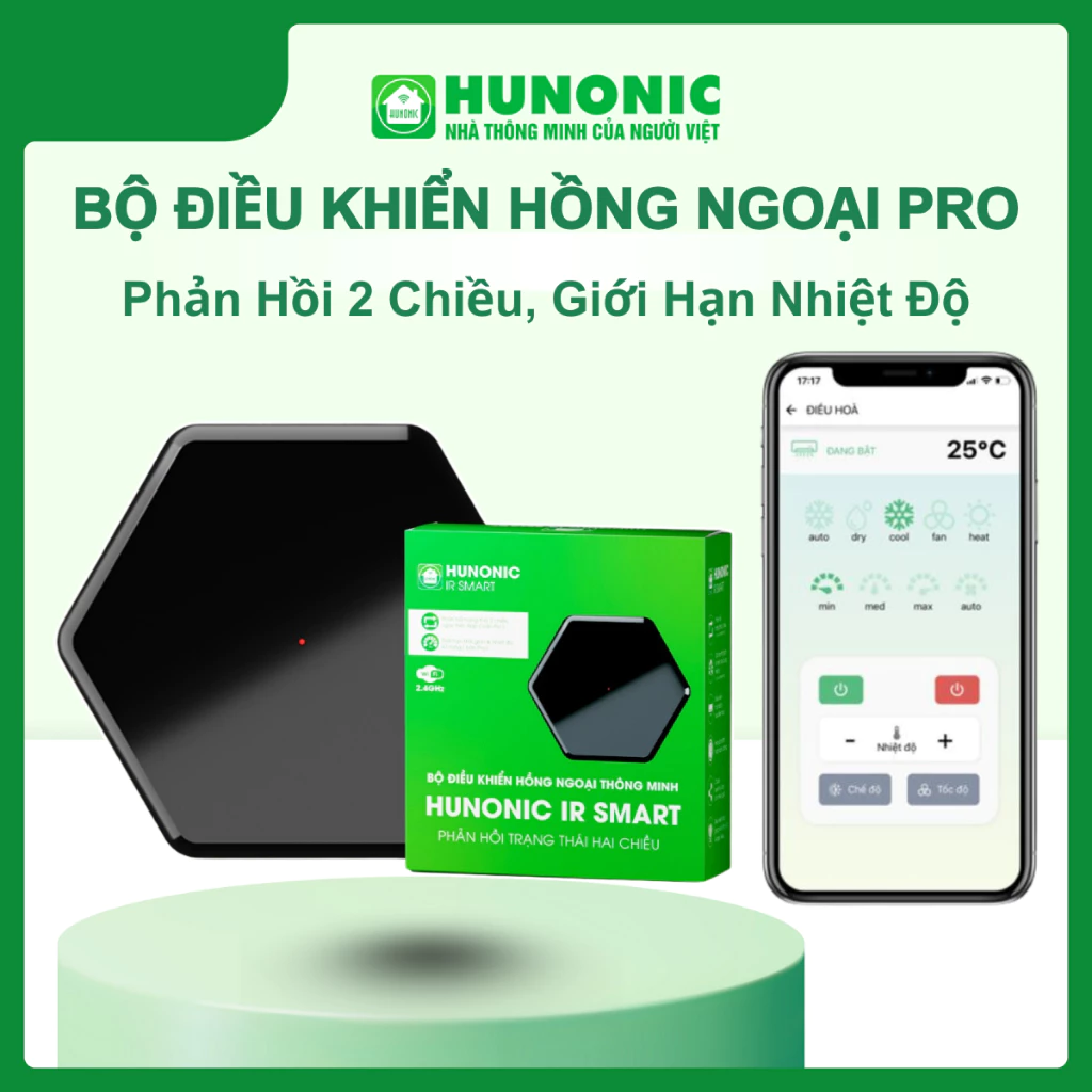 Bộ Hồng Ngoại Hunonic IR Smart Pro Hẹn Giờ Điều Hoà Tivi Từ Xa, Phản Hồi 2 Chiều, Giới Hạn Thời Gian