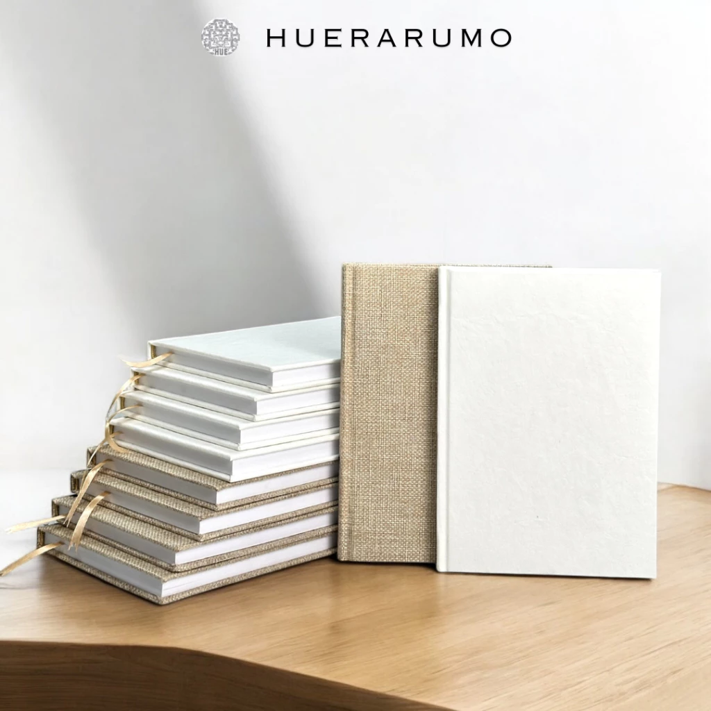 Sổ Sketch A5 HUERARUMO Bìa Vải Dệt/Vải Giấy, 100 Trang Giấy F150gsm, Mộc Mạc Tối Giản