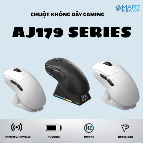 Chuột không dây AJAZZ AJ179 Series -3 mode kết nối - Paw3395 - DPD 30000 - có APP