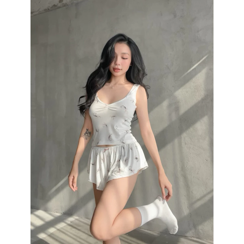 BALLET S2 | SET BỘ SÁT NÁCH MẶC NHÀ QUẦN XOÈ NGẮN