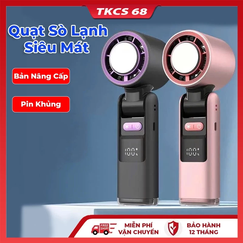 Quạt Sò Lạnh  K81 Cầm Tay Pin 4000mAh Làm Mát Mạnh Mẽ 100 Cấp Độ Gió Tích Hợp Đèn Pin Tiện Lợi