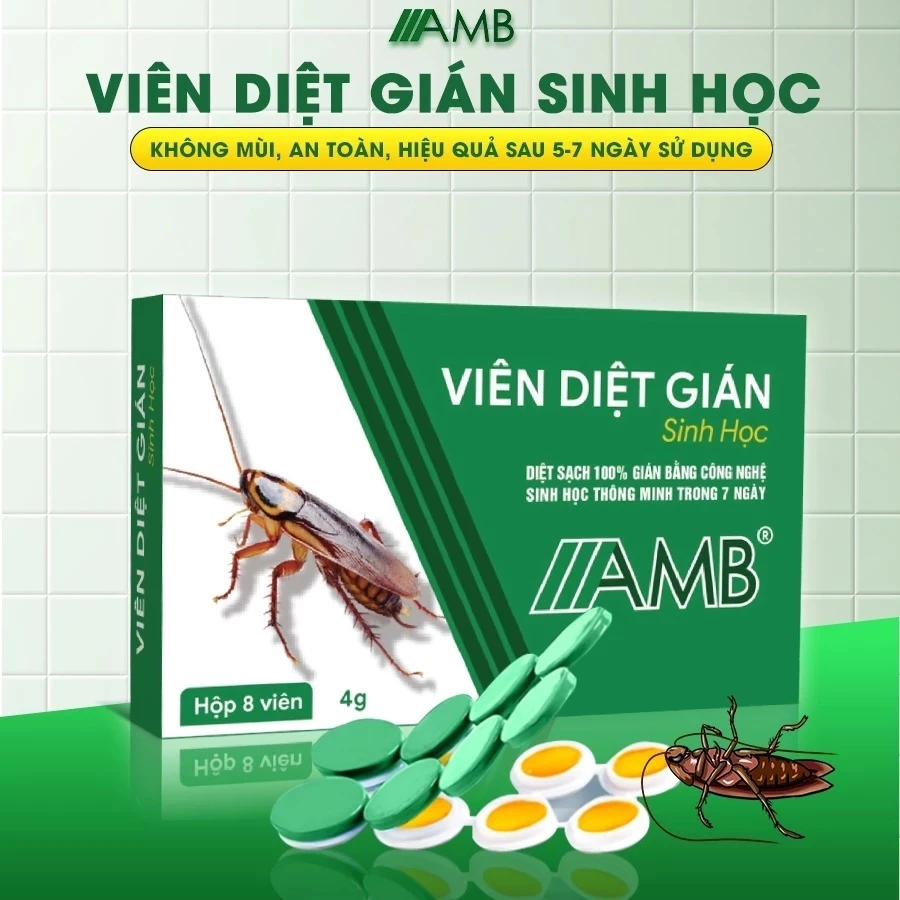 Thuốc diệt kiến gián sinh học AMB, viên diệt gián hộp 8 viên diệt tận gốc mọi loại gián hiệu quả an toàn vật nuôi