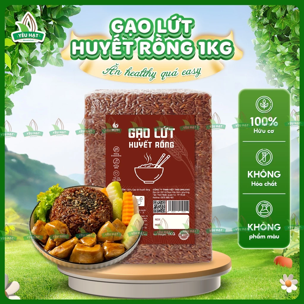 [THƠM NGON] Gạo Lứt Huyết Rồng 100% Hữu Cơ Ăn Kiêng Eatclean Thực Dưỡng Ít Calo Thơm Ngon Dẻo Mềm (Yêu Hạt)