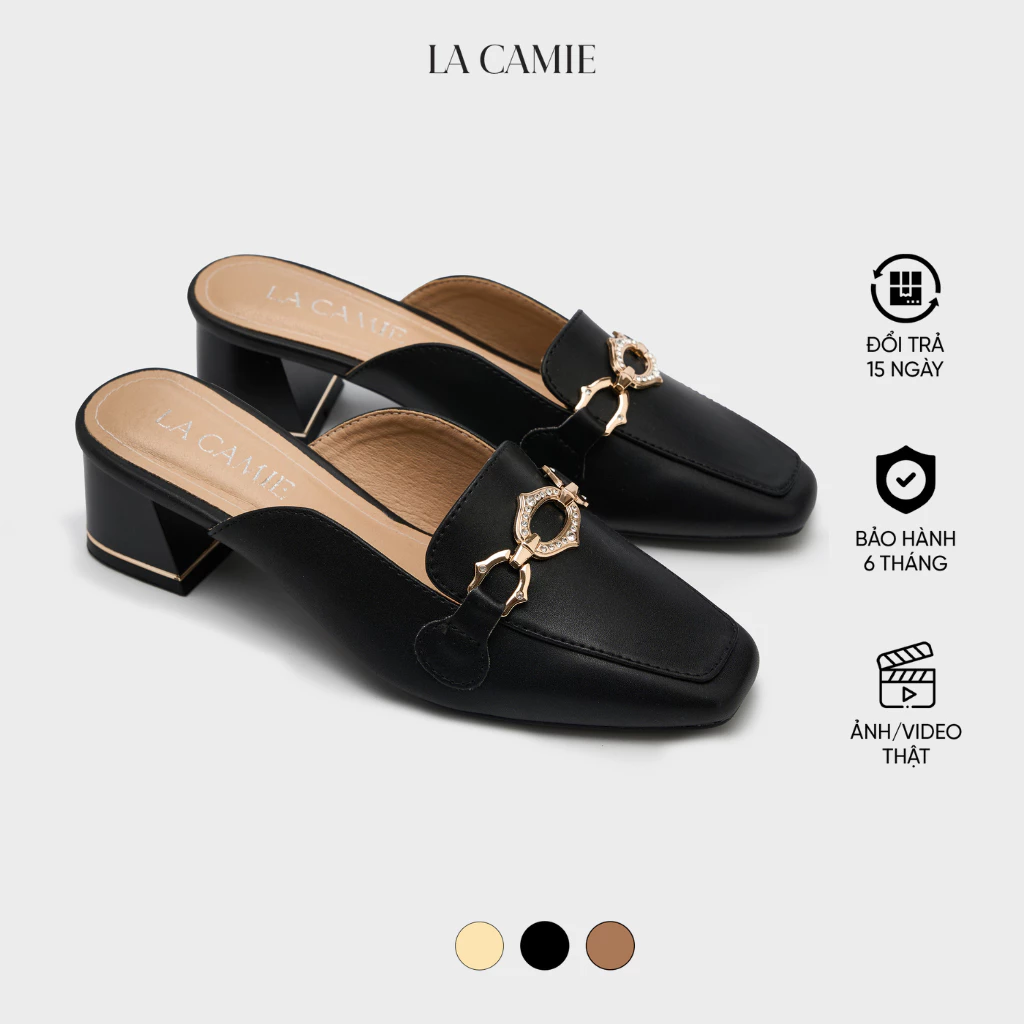 Giày lười mũi vuông chi tiết khóa kim loại bản lớn sang trọng thương hiệu La Camie DC5B0086