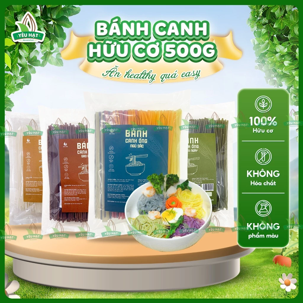 Bánh Canh Ống Gạo Lứt, Ngũ sắc, Chùm Ngây, Tinh Bột Gạo Việt Thái Ăn Eat Clean Dai Ngon Gói 500g Yêu Hạt