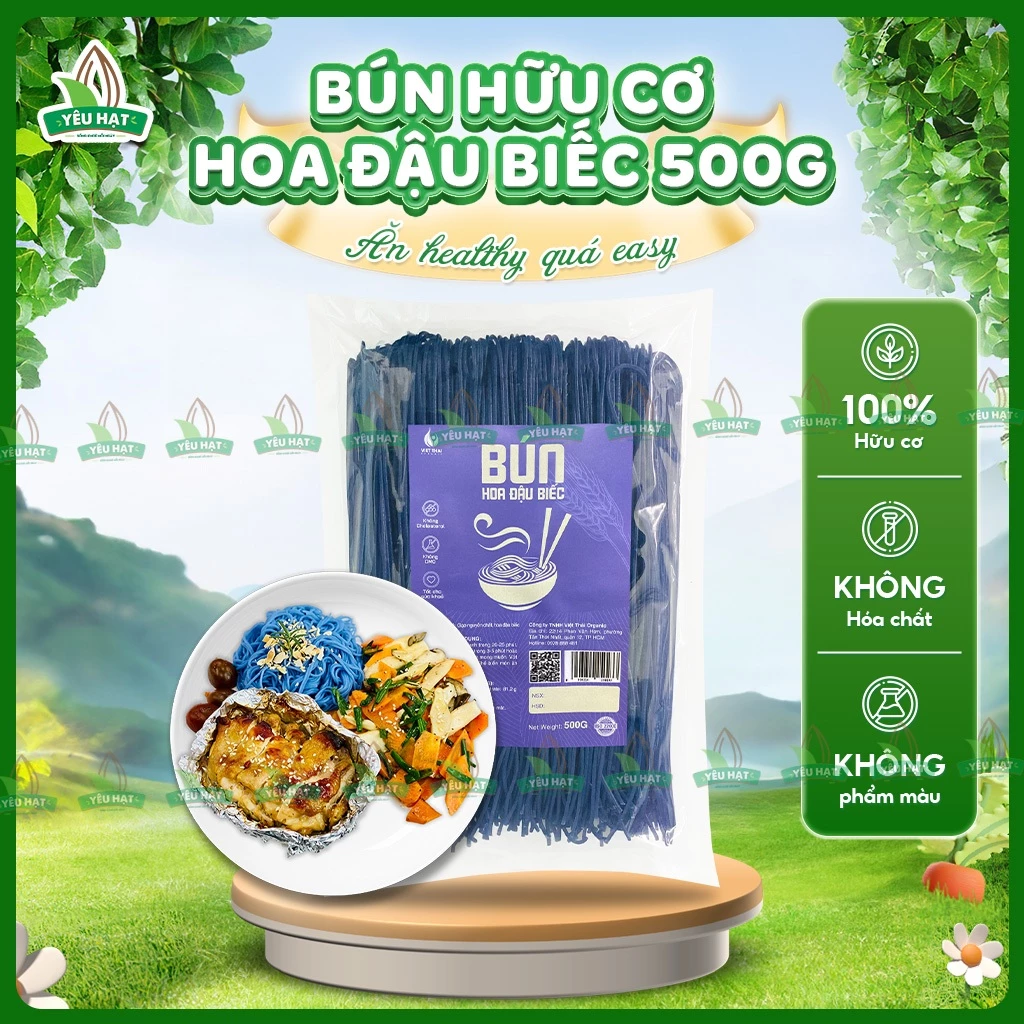 [MỚI] Bún Hoa Đậu Biếc Việt Thái Ăn Eat Clean Thực Dưỡng Dai Ngon Bổ Dưỡng Gói 500g Yêu Hạt