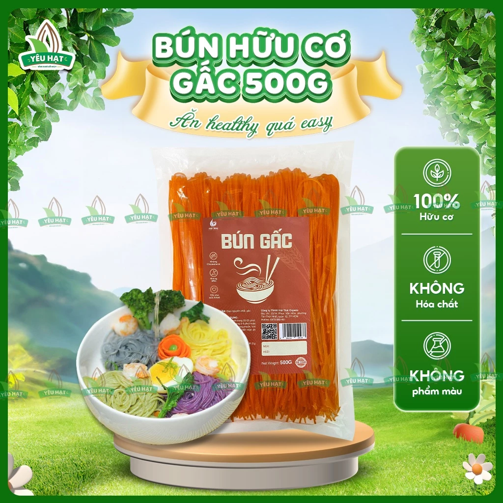 [MỚI] Bún Gấc Việt Thái Ăn Eat Clean Thực Dưỡng Ăn Dặm Siêu Ngon Gói 500g (Yêu Hạt)