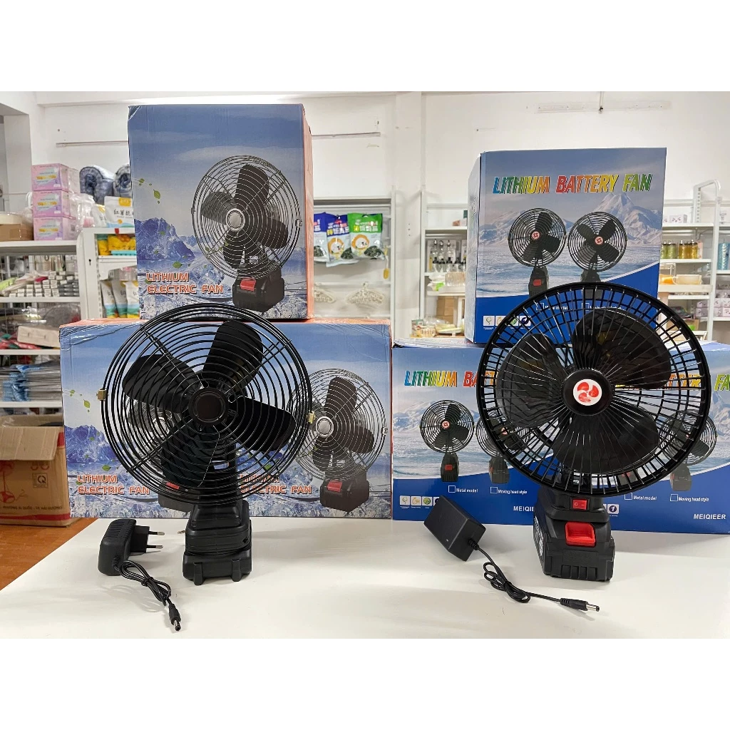 Quạt Tích Điện Pin 10 Cell Dùng Liên Tục 6-8h. Quạt 2 chức năng có túp năng/không túp năng tùy chỉnh độ quay Tiện lợi