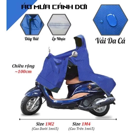 Áo mưa cánh dơi đi xe máy 1 người vải dù tổ ong siêu bền chống thấm tốt ( Hàng xưởng , giá sỉ )