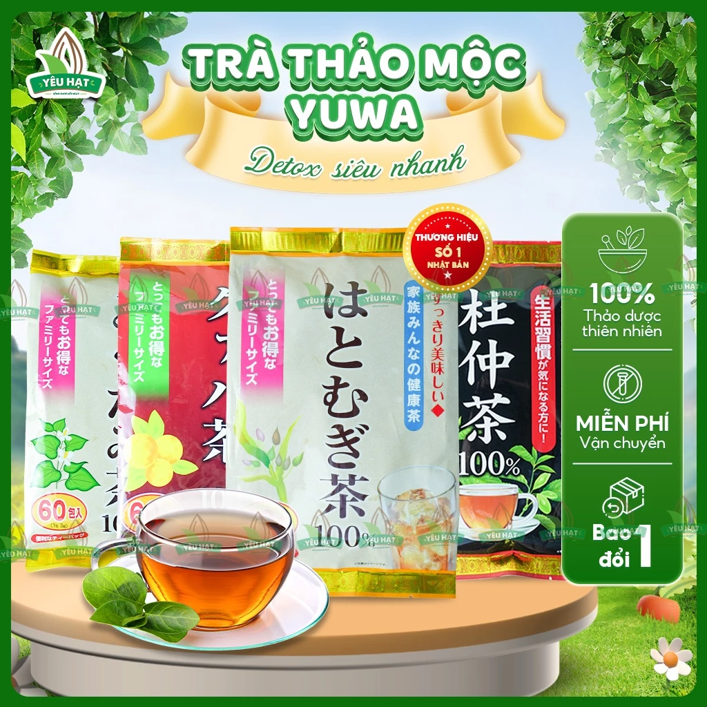 [ĐẬM VỊ] Trà Thảo Mộc Yuwa - Trà Túi Lọc Nhật Detox Thanh Nhiệt Đẹp Da Trà Diếp Cá Lá Đỗ Trọng Ý Dĩ Lá Ổi (Yêu Hạt)