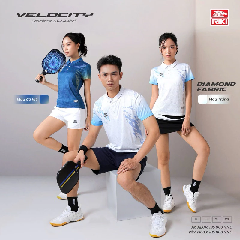 Áo thể thao chơi cầu lông, pickeball, tennic, chạy bộ Riki mới nhất hiện nay chất poly 2 da cao cấp thoáng mát