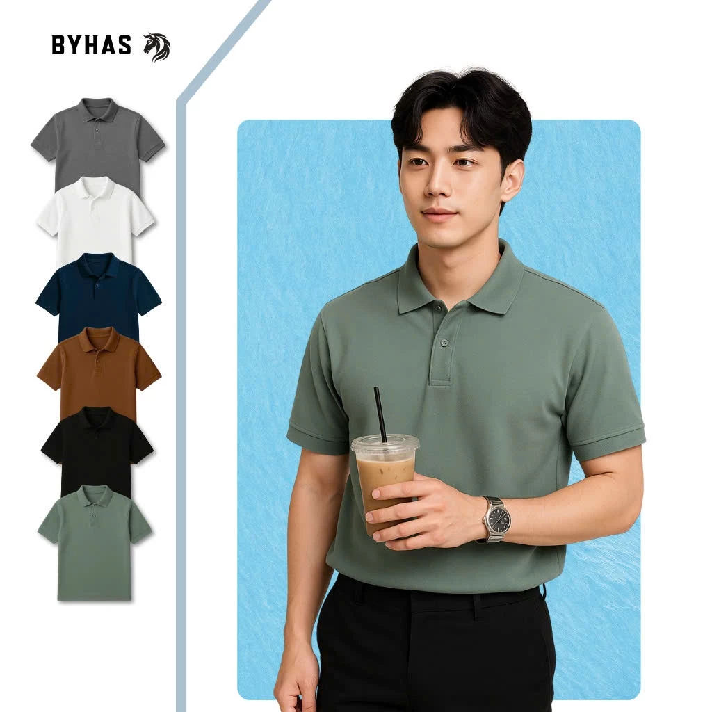 Áo thun POLO nam trơn cổ bẻ BASIC vải cá sấu poly cao cấp, co dãn 4 chiều , thoáng khí , lịch lãm