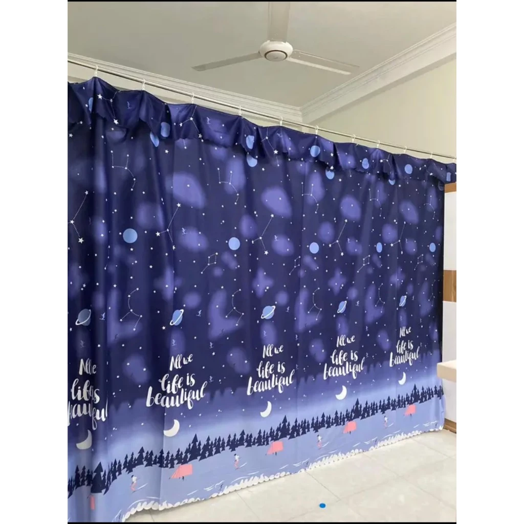 Rèm Trăng Sao ngăn phòng ngủ, rèm che gác trọ treo móc - Che chắn riêng tư, decor, màn kéo, ngăn sáng tốt nhà cửa