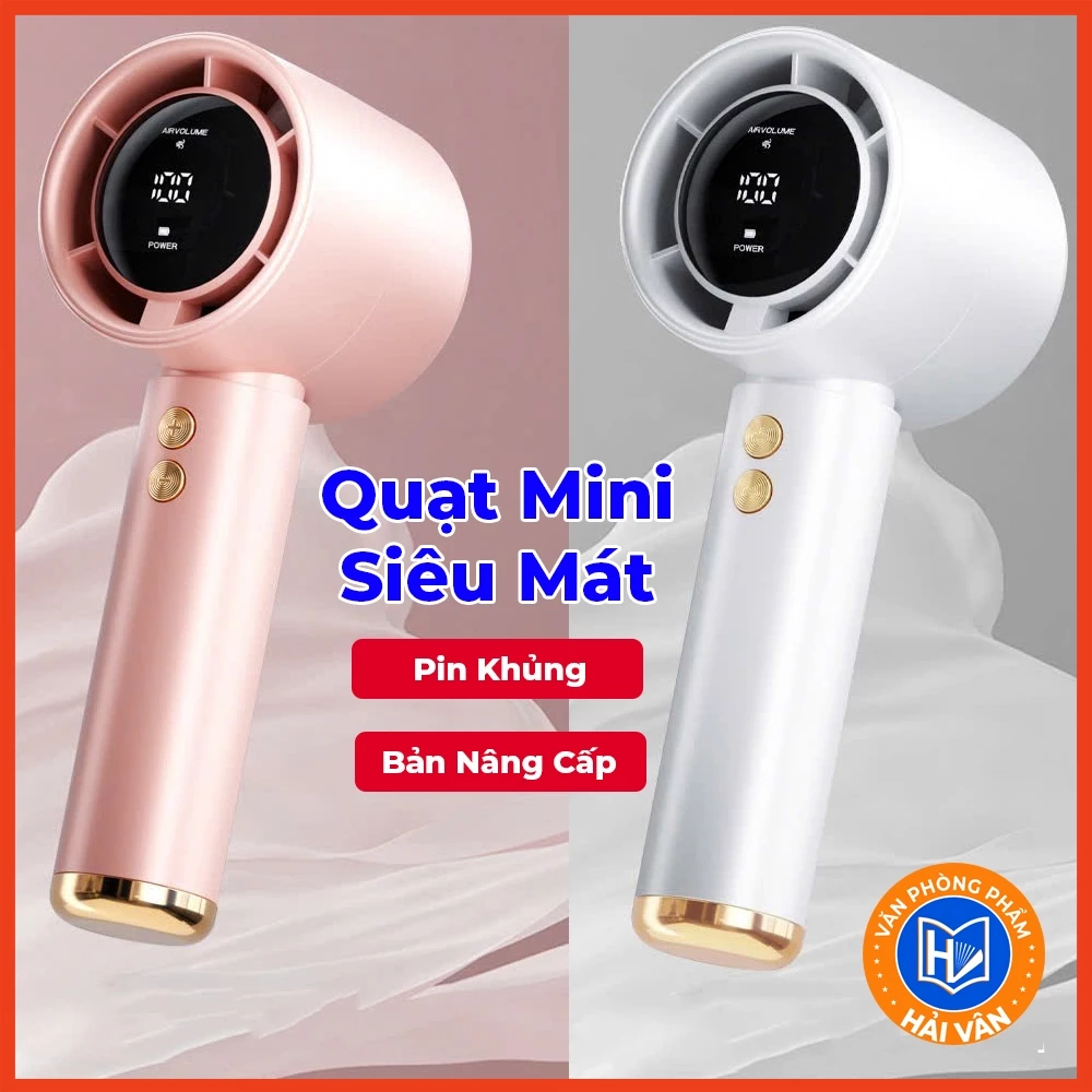 Quạt mini cầm tay M2 5000mAh di động có thể sạc gió mạnh 100 tốc độ turbo phản lực màn hình hiển thị pin tặng dây đeo