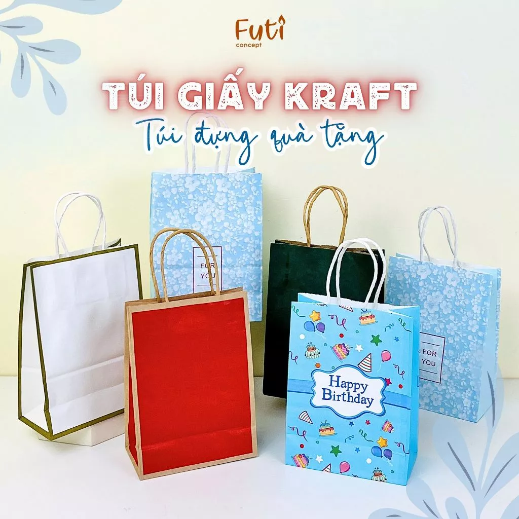 Túi Giấy Kraft Có Quai Xách – Đựng Quà Tặng, Thiết Kế Đơn Giản, Nhiều Kích Thước