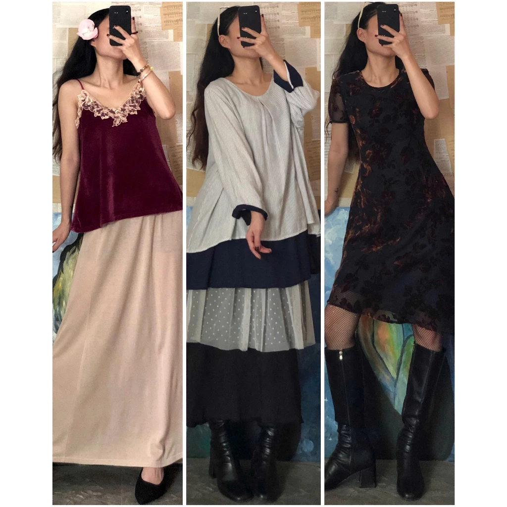 Set đầm váy vintage dáng dài chọn mẫu ig: april6_clothing (mori, vintage, retro, korea, japan.. style), demo xem ảnh bìa