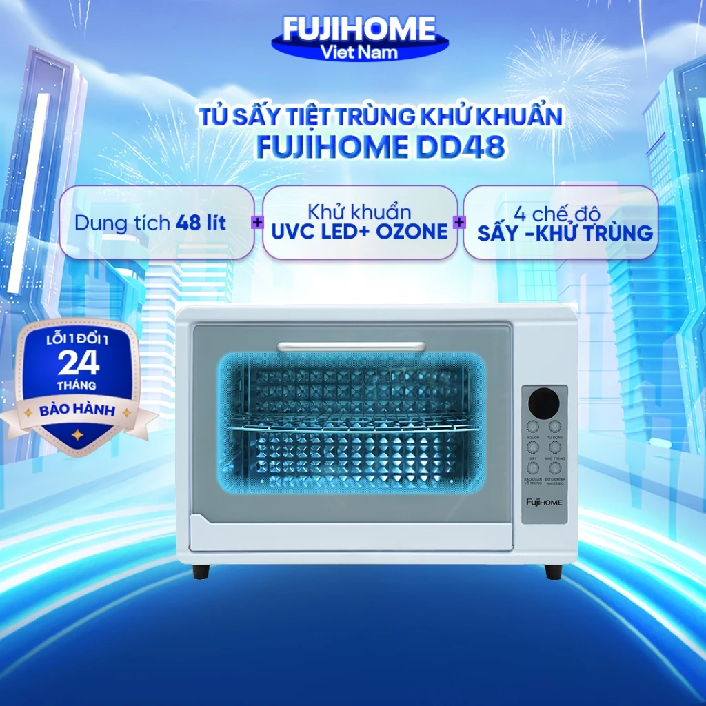 Tủ sấy tiệt trùng UV khử khuẩn đa năng 48 Lít Fujihome, tủ sấy diệt khuẩn thiết bị dụng cụ y tế, spa, bình sữa bát đĩa