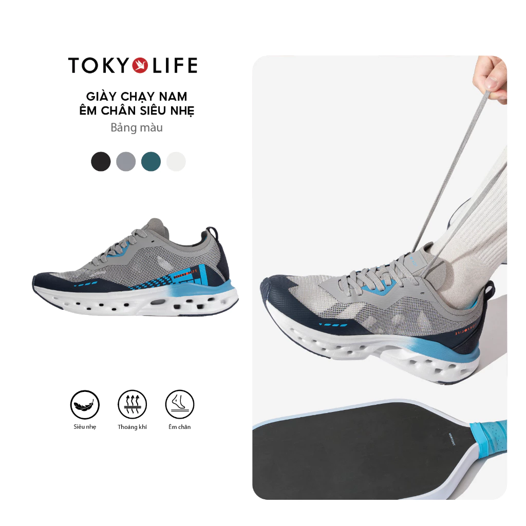 Giày Chạy Thể Thao Nam Chạy Bộ Kháng Khuẩn Êm Chân Siêu Nhẹ 40002575 - TOKYOLIFE