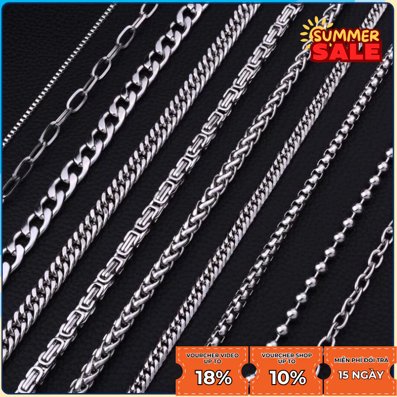 Dây chuyền titan nam nữ unisex không gỉ thời trang Hàn Quốc trẻ trung đẹp Gavi màu sắc bạc dễ phối đồ - Vòng cổ tổng hợp