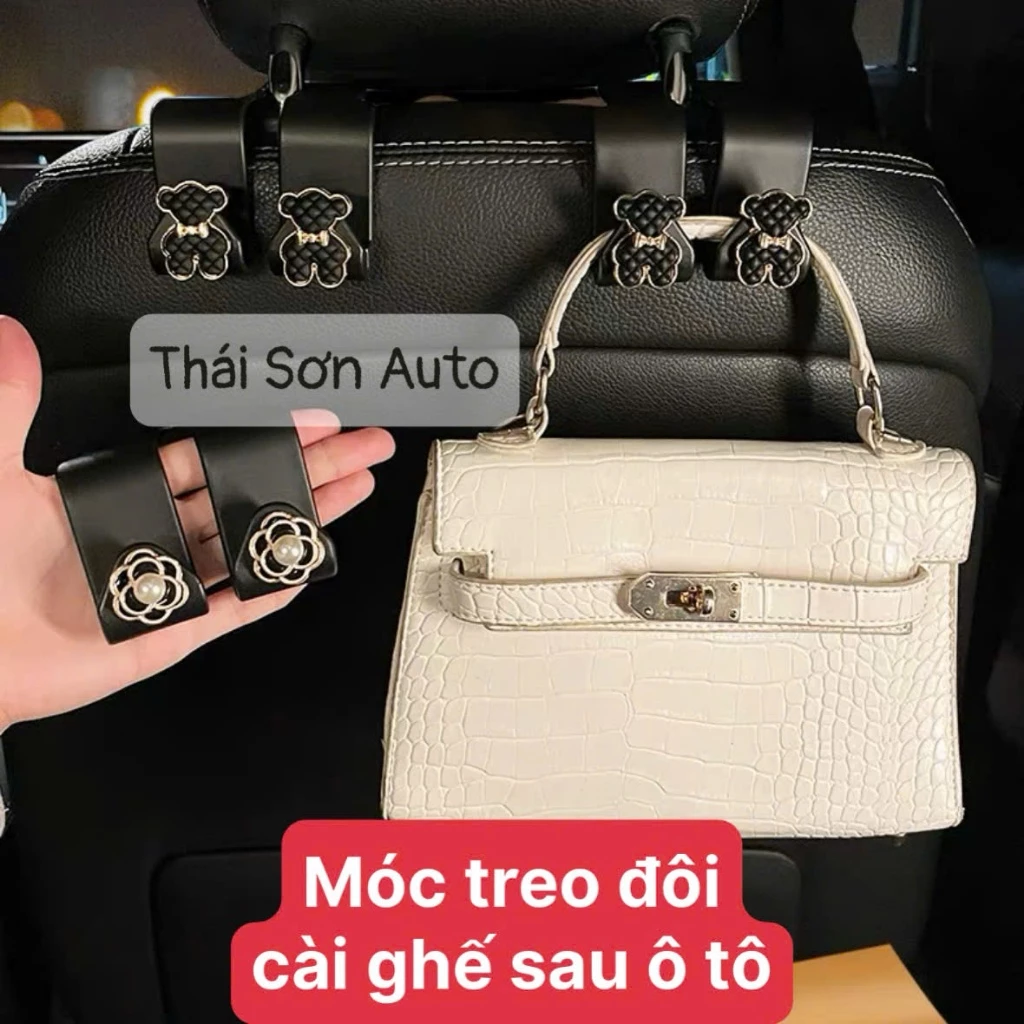Móc Treo Đồ Sau Ghế Ô Tô Đa Năng Cài Ghế Xe Ô Tô - Thiết Kế Thông Minh - Móc Đôi Đính Đá