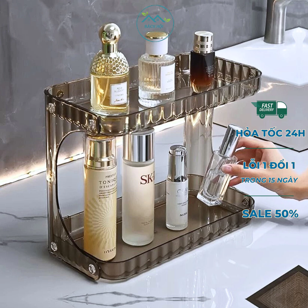 Kệ Nhựa 2 Tầng Đựng Độ Đa Năng, Giá Đựng Mỹ Phẩm Chịu Lực Tốt