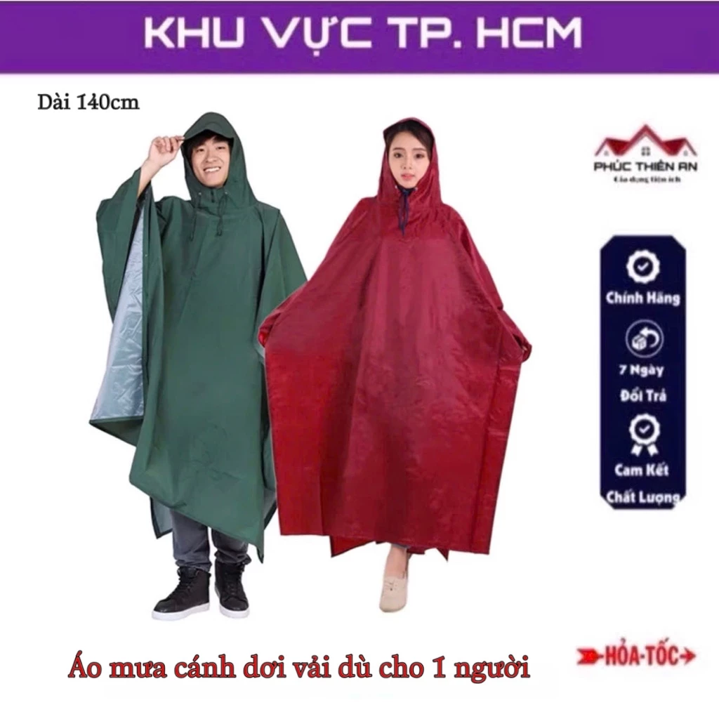 Áo mưa cánh dơi vải dù dùng cho một người - tiện dụng, siêu bền