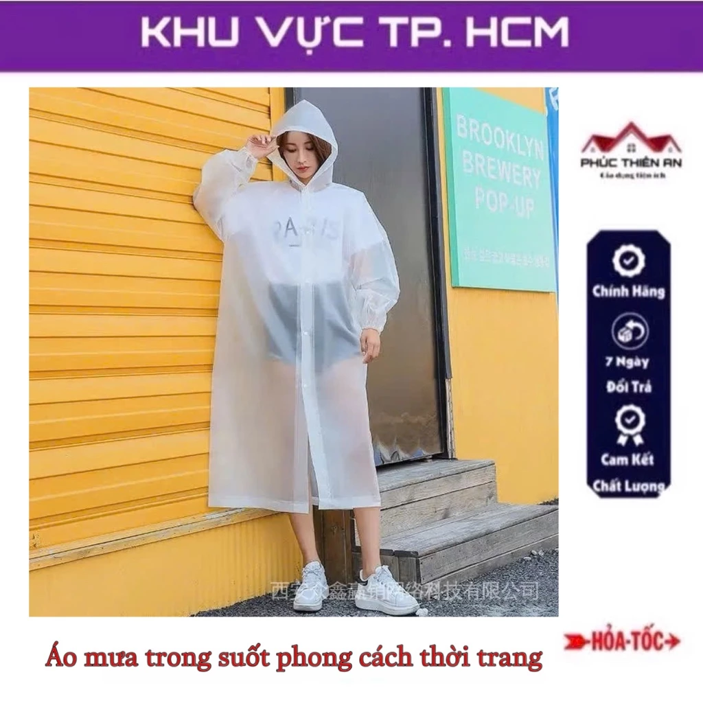 Áo mưa trong suốt phong cách thời trang - tiện dụng, siêu bền