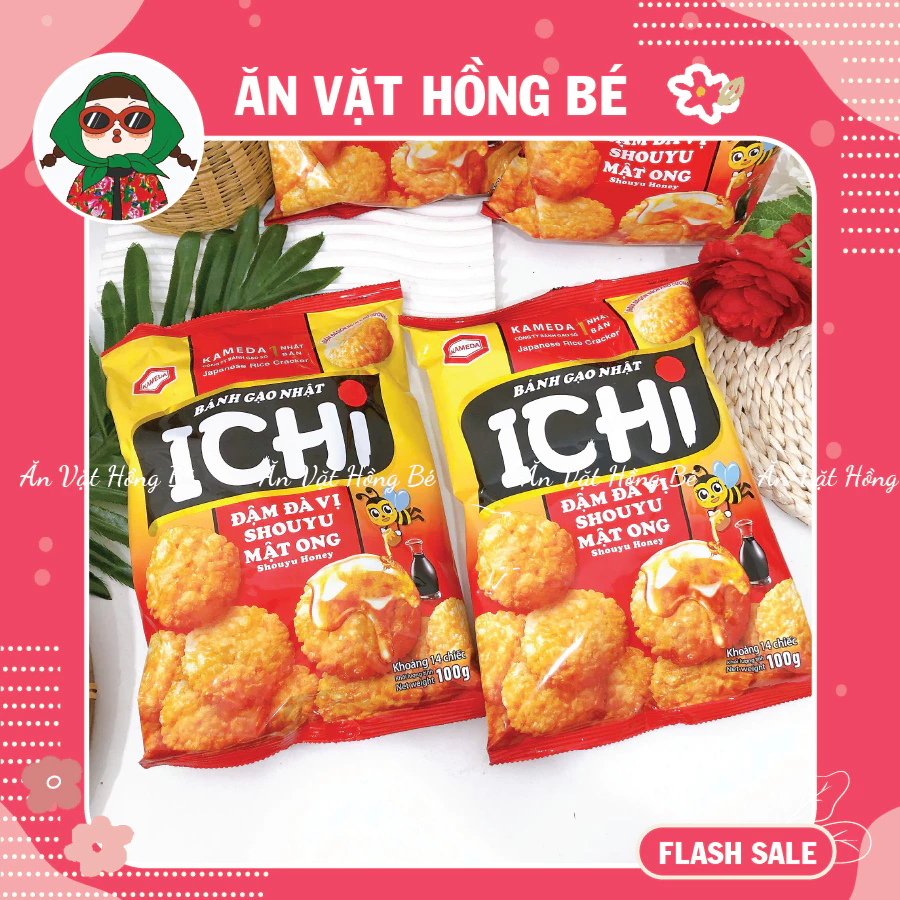Bánh gạo Nhật Ichi vị mật ong Kameda (Gói 100g), Bánh Gạo Nhật Ăn Vặt, Đồ Ăn Vặt