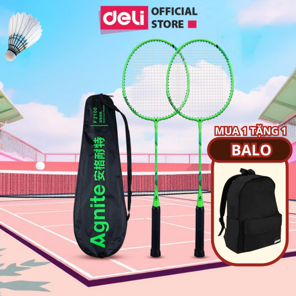 [𝐕𝐎𝐔𝐂𝐇𝐄𝐑 𝐋𝐈𝐕𝐄 50K] Bộ 2 Vợt Cầu Lông Deli - Vợt Cầu Lông Học Sinh Sinh Viên Khung Hợp Kim Sắt Cao Cấp