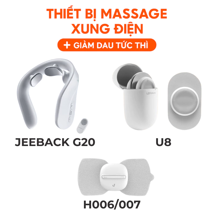 Máy massage cổ Xiao Jeeback G20 - Máy massage cổ xung điện Jeeback G20 - Miếng dán massage Leravan LF-U8