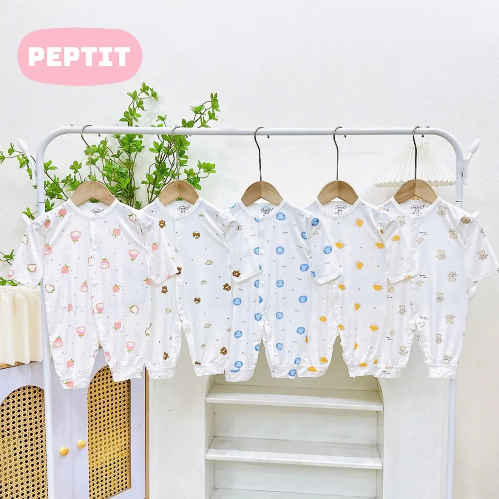 [A229 Mềm Mát, Chất Petit] Body Dài Cúc Giữa Chất Vải Petit Cho Bé Trai Bé Gái