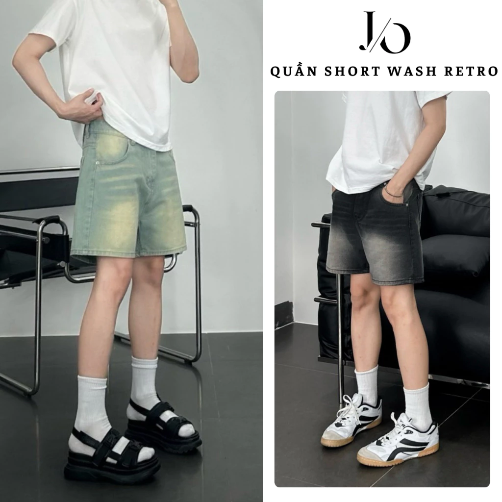 Quần Short Jean Nam Mài WASH Cạp Chun Có Khoá Kéo Form Ngắn Trên Gối Quần Đùi Bò Unisex Mùa Hè JEAN