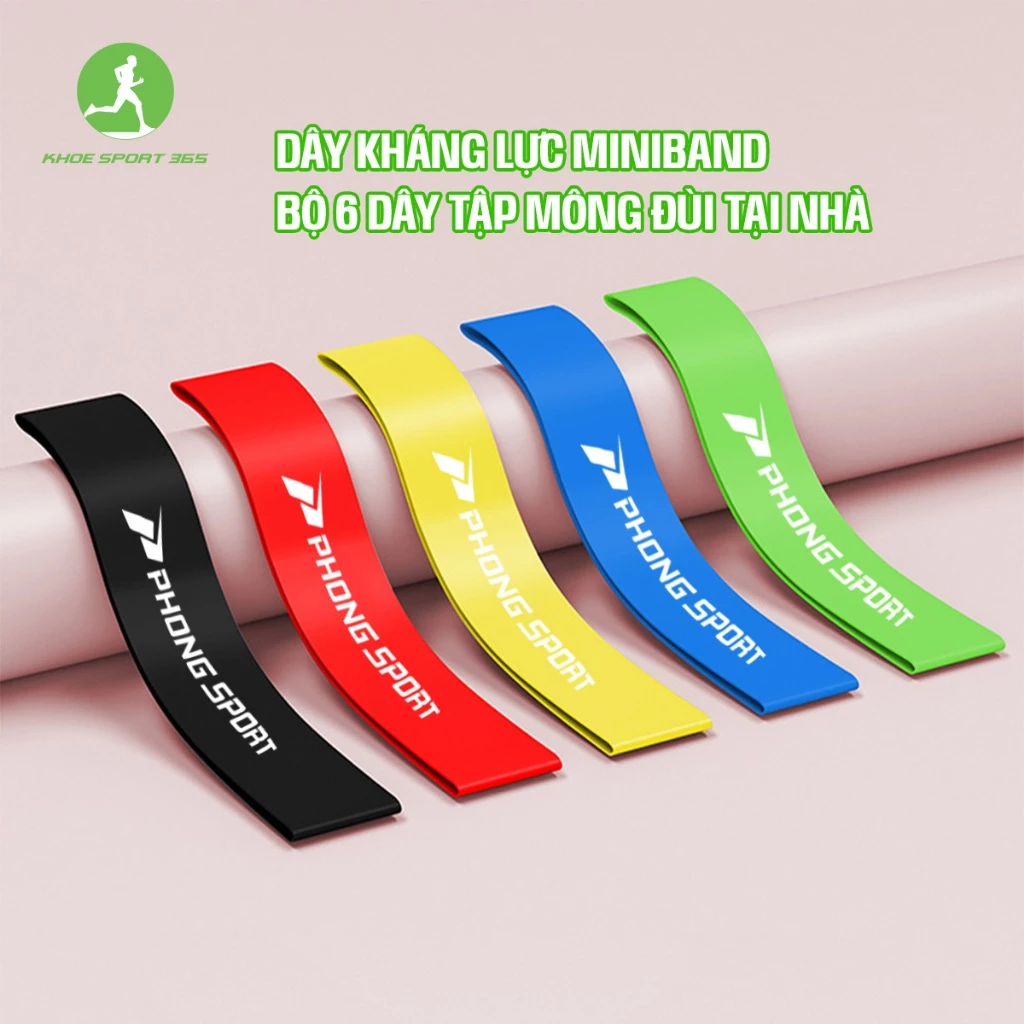 Dây miniband cao su kháng lực tập gym tại nhà bộ 6 dây - Khoesport